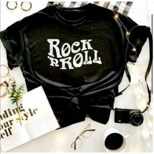 Rock N Roll Crop Graphic Music Tee Small